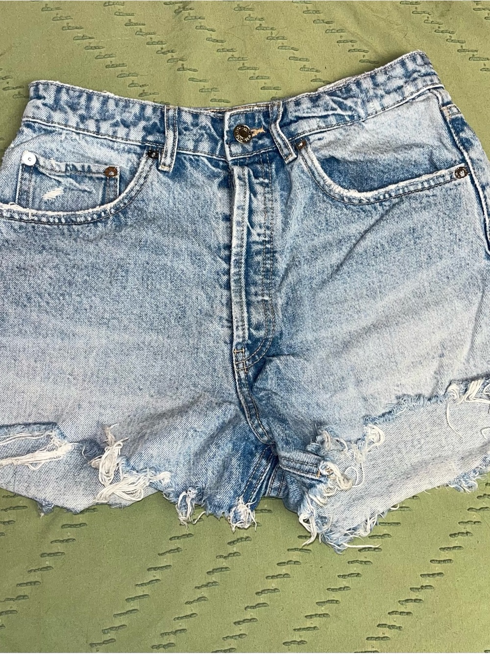 Zara High-Waist Distressed Denim Shorts